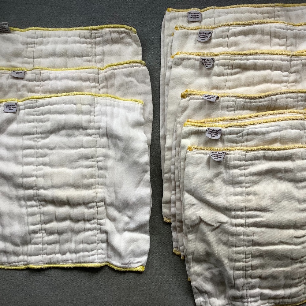 14 Green Mountain diapers small prefold, with 3 Snappis